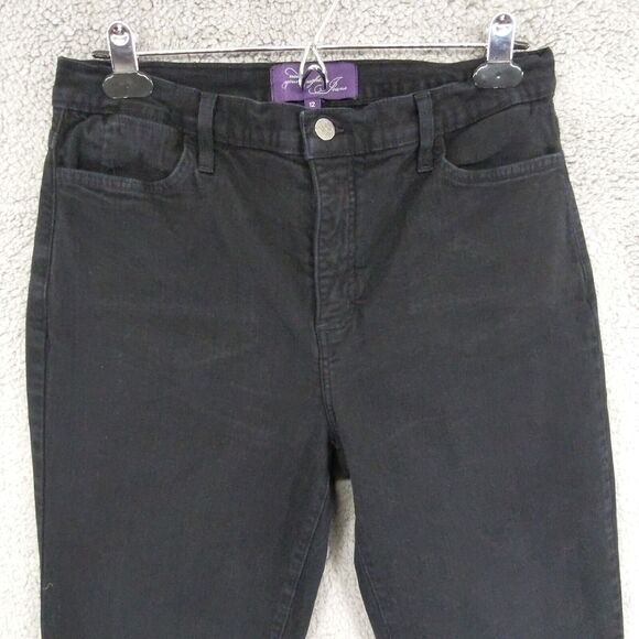 NYDJ Slim Straight Leg Jeans Women 12 Black Made in‎ USA Old Label D49 - Picture 4 of 16
